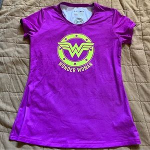 Two Under Armor DC Wonder Woman and Tie Dye athletic shirts.